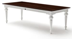 Provik Wooden Dining Table In White Distress And Deep Brown