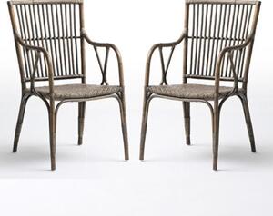 Wickers Duke Rustic Wooden Accent Chairs In Pair