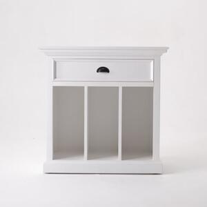 Porth Wooden Bedside Table With Dividers In Classic White