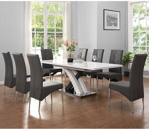 Axara Large Extending Grey Dining Table 8 Vesta Grey Chairs