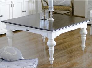 Provik Square Coffee Table In White Distress And Deep Brown