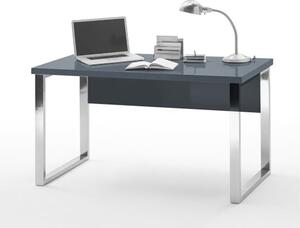 Sydney High Gloss Laptop Desk In Grey And Chrome Frame