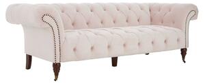 Syria Upholstered Fabric 3 Seater Sofa In Muted Pink