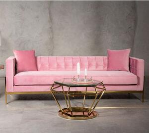 Minchin Upholstered Velvet 3 Seater Sofa In Pink