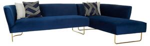 Reneey Upholstered Velvet 5 Seater Corner Sofa In Dark Blue