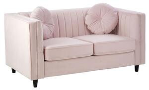 Lismore Upholstered Velvet 2 Seater Sofa In Pink