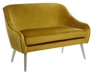 Luxury Upholstered Velvet 2 Seater Sofa In Mustard