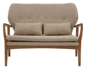 Porrima 2 Seater Sofa In Beige With Natural Wood Frame