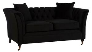 Dartford Upholstered Velvet 2 Seater Sofa In Onyx Black