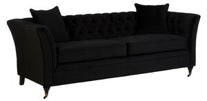 Dartford Upholstered Velvet 3 Seater Sofa In Onyx Black