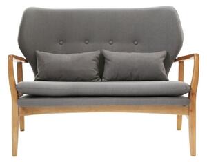 Porrima 2 Seater Sofa In Grey With Natural Wood Frame