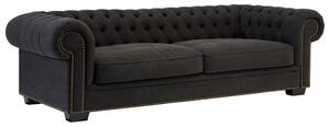 Lincolno Upholstered Fabric 3 Seater Sofa In Black