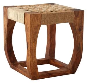 Algieba Square Wooden And Jute Stool In Natural