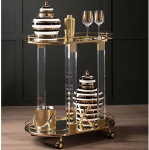 Orizone Oval Clear Glass Top Drinks Trolley With Gold Frame