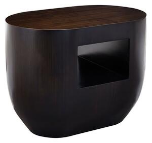 Gablet Oblong Design Wooden Side Table In Dark Brown