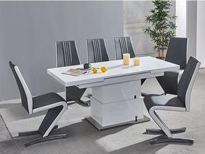 Elgin Convertible White Gloss Dining Table 6 Gia Grey Chairs