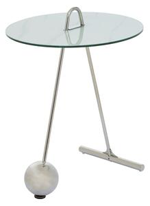 Orizone White Marble Effect Glass End Table With Chrome Base