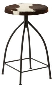 Algieba Cowhide Fabric Bar Stool With Black Metal Legs