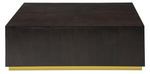 Gablet Square Wooden Coffee Table With Gold Base In Dark Brown