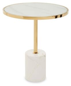 Orizone White Marble End Table With Gold Steel Frame