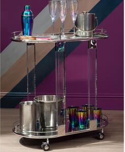 Orizone Oval Clear Glass Top Drinks Trolley With Silver Frame