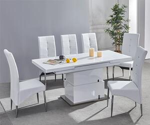 Elgin Convertible White Gloss Dining Table 6 Vesta White Chairs