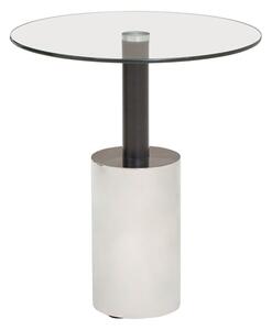 Orizone Clear Glass Top End Table With Silver Steel Base