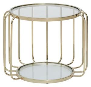 Orizone Clear Glass Top Side Table With Gold Steel Base