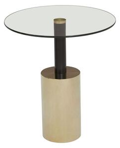 Orizone Clear Glass Top End Table With Gold Steel Base