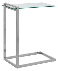 Orizone Clear Glass End Table With Silver Stainless Steel Frame