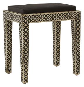 Algieba Square Fabric Stool With Black Wooden Legs