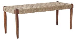 Algieba Wooden And Jute Seating Bench In Natural