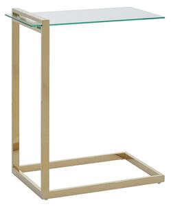 Orizone Clear Glass End Table With Gold Stainless Steel Frame