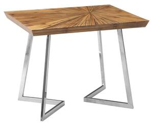 Gaberot Wooden Side Table With Silver Steel Base In Natural