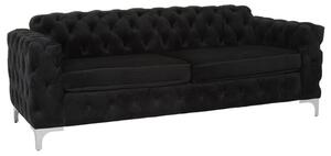 Madine Upholstered Velvet 3 Seater Sofa In Black