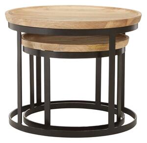 Algieba Wooden Nest Of 2 Tables With Steel Frame In Natural