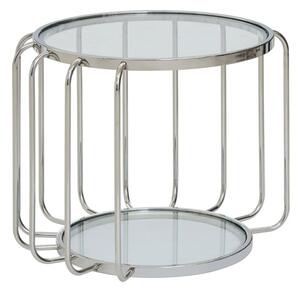 Orizone Clear Glass Top Side Table With Chrome Steel Base