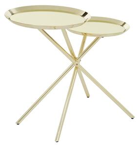 Orizone Gold Mirrored Metal Side Table With Cross Leg Base