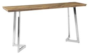 Gaberot Wooden Console Table With Silver Steel Base In Natural