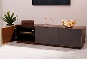 Fomalhaut Wooden TV Stand With Gold Metal Frame In Brown