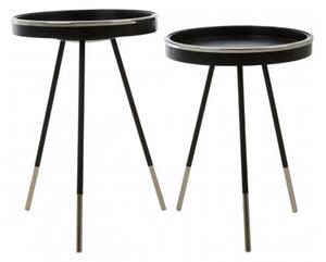 Hallo Round Wooden Set Of 2 Side Tables In Black