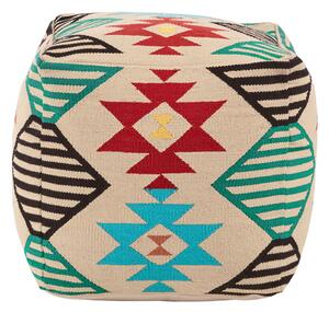 Cafenos Square Fabric Pouffe In Multicolor