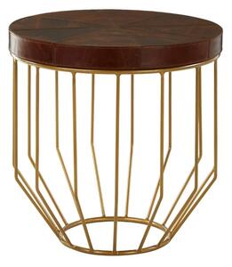 Kensick Round Wooden Side Table In Brown