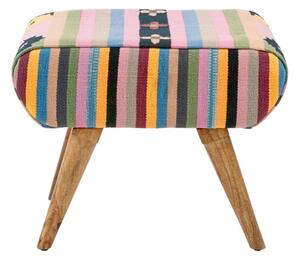 Cafenos Fabric Footstool With Oak Legs In Multicolour