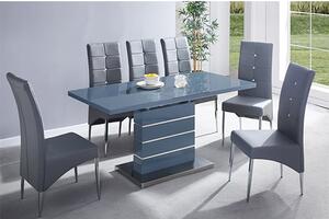 Parini Extending Grey Gloss Dining Table 6 Vesta Grey Chairs