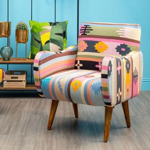 Cafenos Fabric Bedroom Chair With Wooden Legs In Multicolor