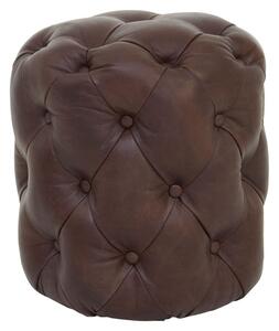 Sadalmelik Round Upholstered Leather Stool In Brown