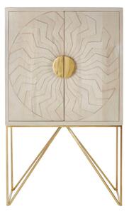 Nekkar Wooden Storage Cabinet In Whitewash And Antique Brass