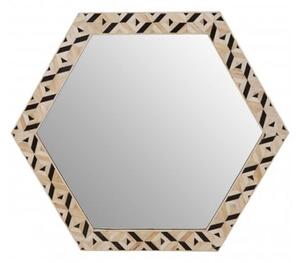 Harla Hexagonal Wall Bedroom Mirror In Black And Ivory Frame