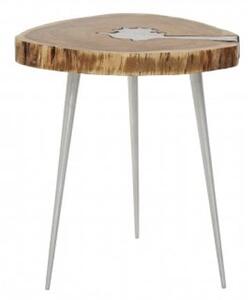 Almory Wooden Side Table In Natural And Silver